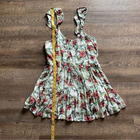Free People Ruffle Floral Mini Dress Pockets Bohemian XS Oversized - Picture 9 of 11